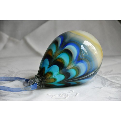 Multicolor Hand Blown Drop Shape Ornament
