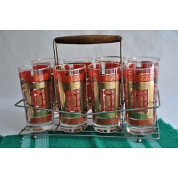 Libbey Set of Red and Gold Water Glasses