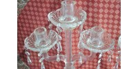 Antique Pair of Early Pressed Glass Candelabras