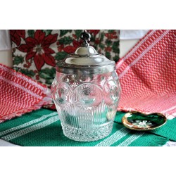 U.S. Glass Manhattan Pattern Cookie Jar