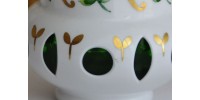Vase en cristal de Bohème vert et blanc