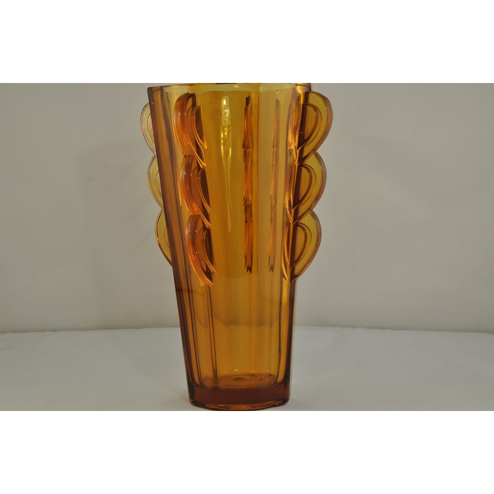 Sowerby Art Deco Amber Pressed Glass Bowl